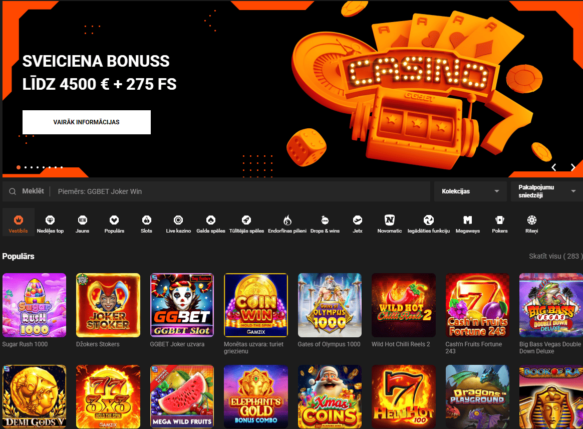 GGBet kazino spēles