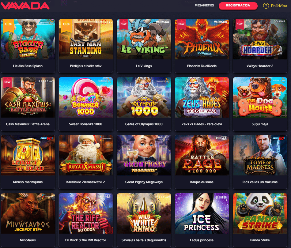 Vavada kazino spēles