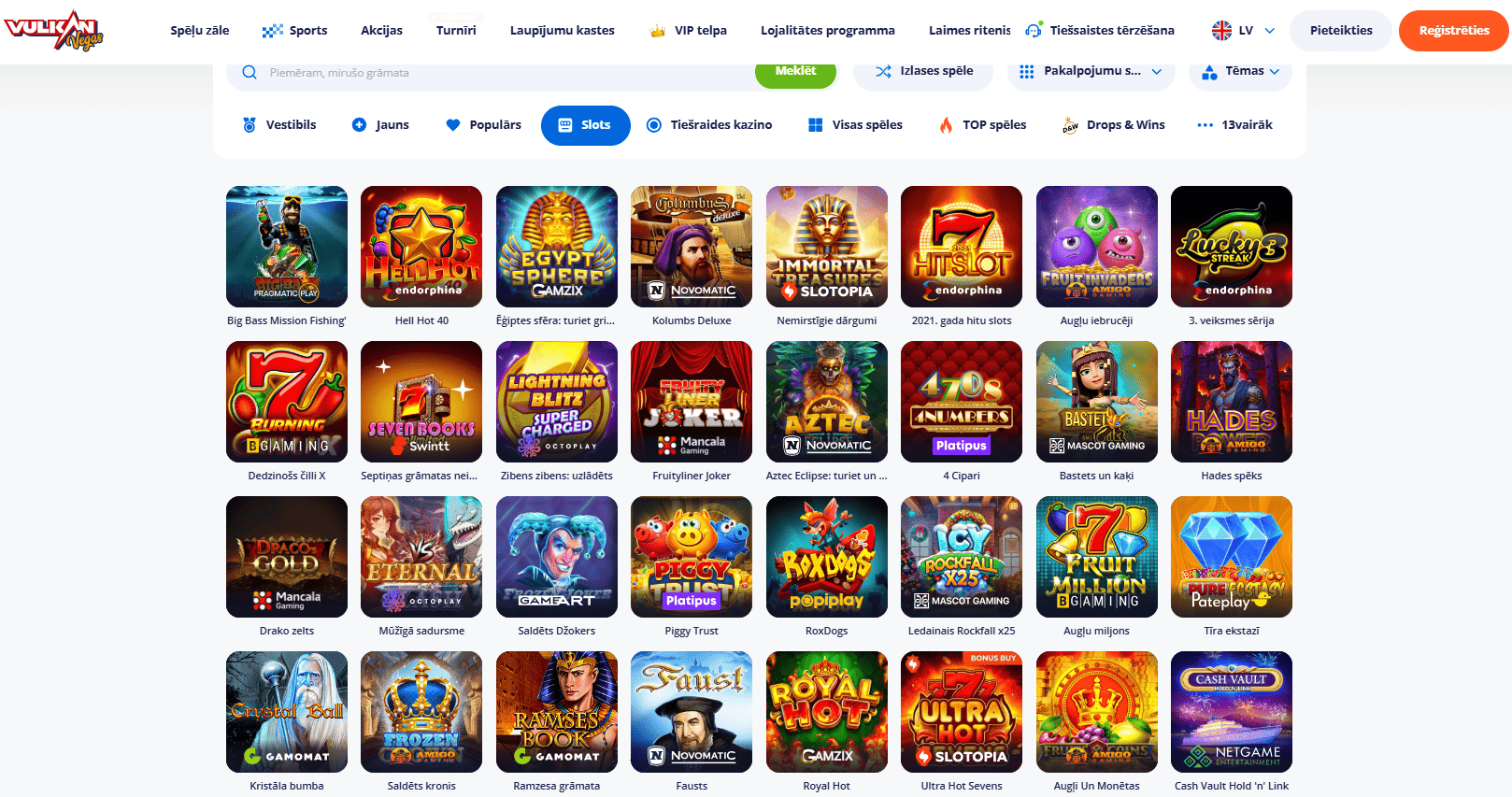Vulkan Vegas spēļu automāti